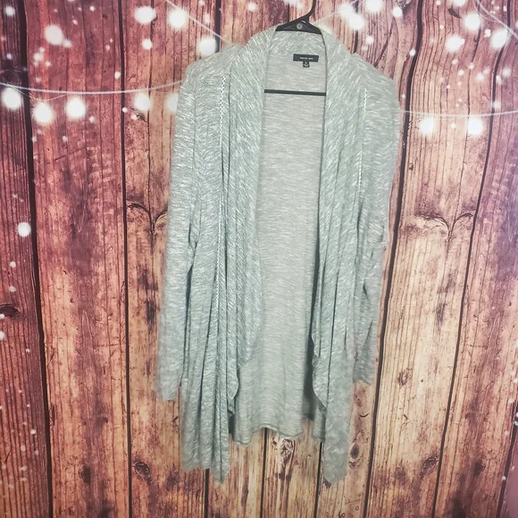 Verve Ami Light Gray And Green Draped Cardigan - Picture 1 of 5